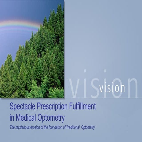 Spectacle prescription fulfillment in medical optometry cope approved