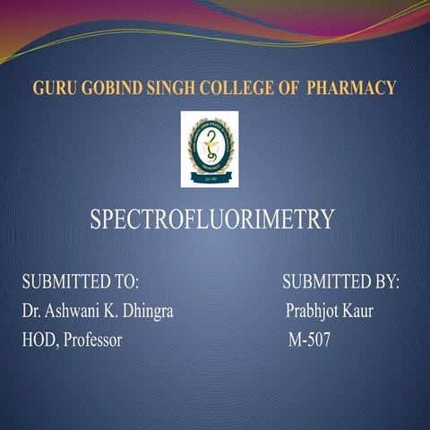 spectrofluorimetry, M. Pharm. (1st sem.)