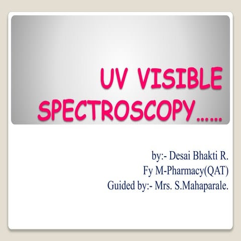 UV Spectroscopy Introduction
