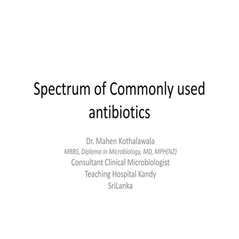 Spectrum of commonly used antibiotics