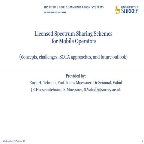 Sharing of Licensed Spectrum - a review and tutorial