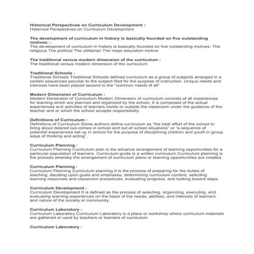 curriculum development