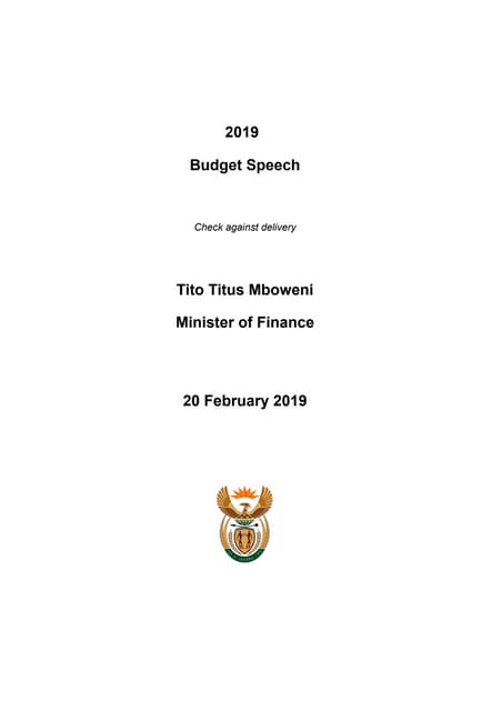 South Africa S 2019 Budget Speech Pdf South Africa S 2019 Budget Speech Pdf