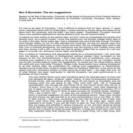 Speech of Ben Bernanke at Princeton Univ