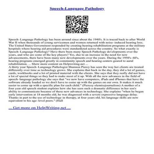 Speech-Language Pathology