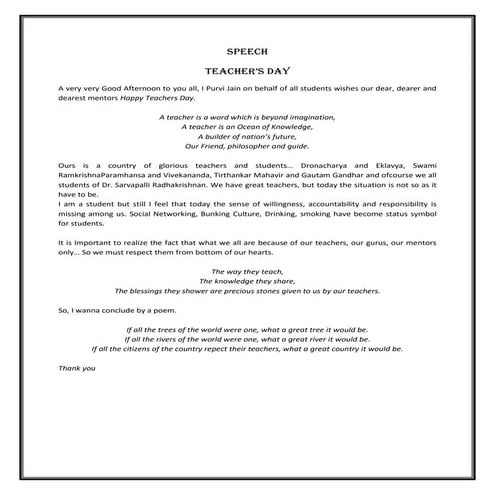 Speech-Teacher's day