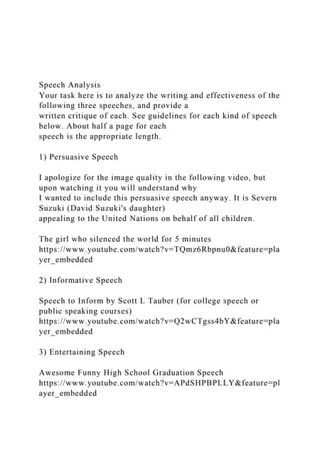 Speech AnalysisYour task here is to analyze the writing and .docx