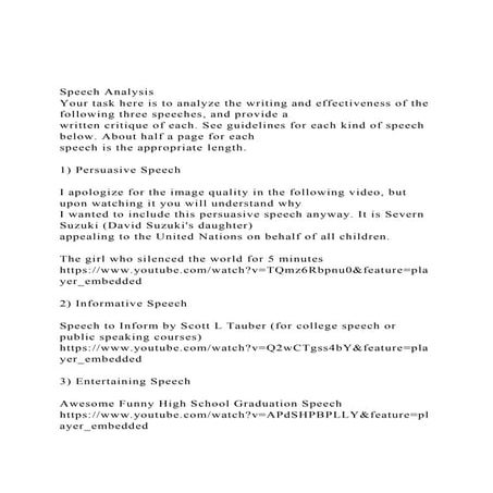 Speech AnalysisYour task here is to analyze the writing and .docx