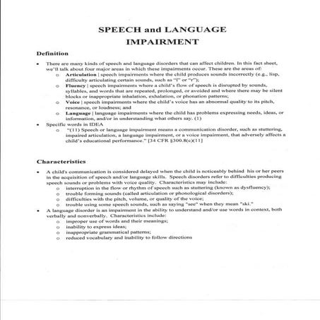 Speech and language impairment side 1