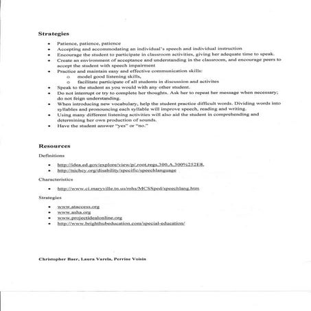 Speech and language impairment side 2