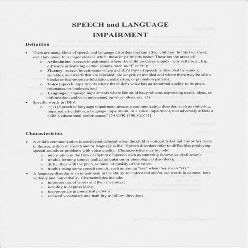 Speech impairment