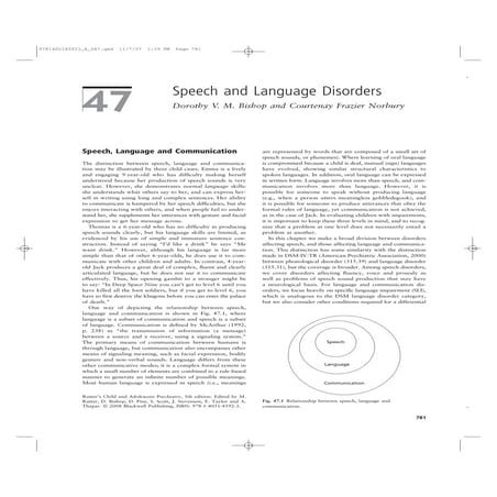 Speech and language disorders (2008) Bishop & Norbury