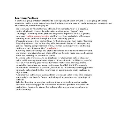 English Grammar for elem.: Prefixes & Suffixes and Base words