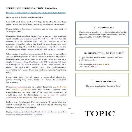 Analysis of a Speech of Introduction