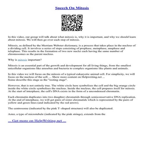 Speech On Mitosis