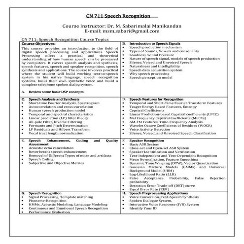 Speech recognition (dr. m. sabarimalai manikandan)