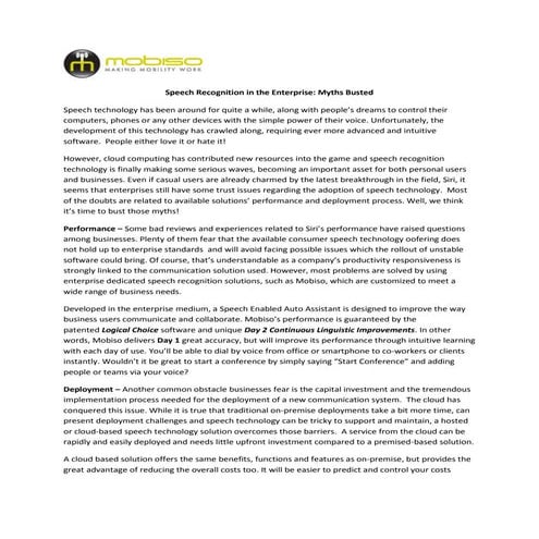 Speech recognition in the enterprise