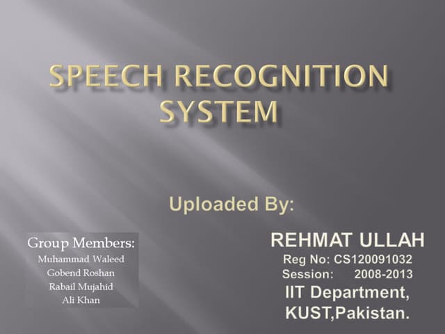 Artificial intelligence Speech recognition system