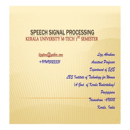 Speech signal processing lizy