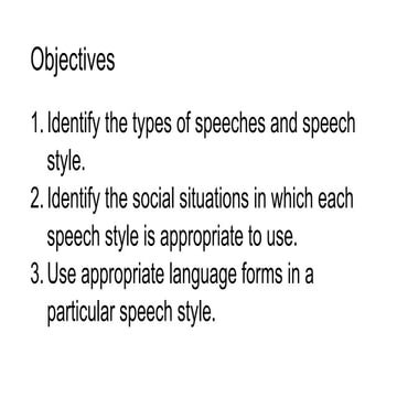 Oral Communication in Context - Types of Speech Style | PPTX