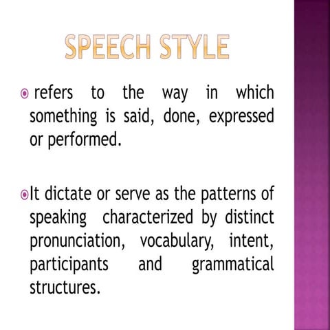 speech presentation uses