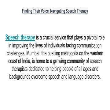 Speech therapy