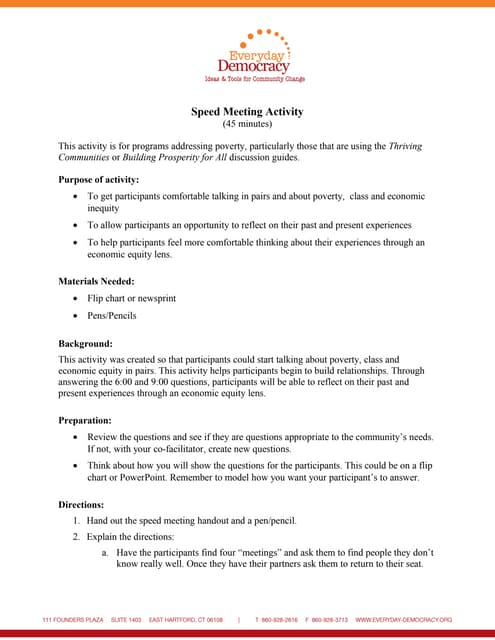 Speed Meeting Activity for Communit...