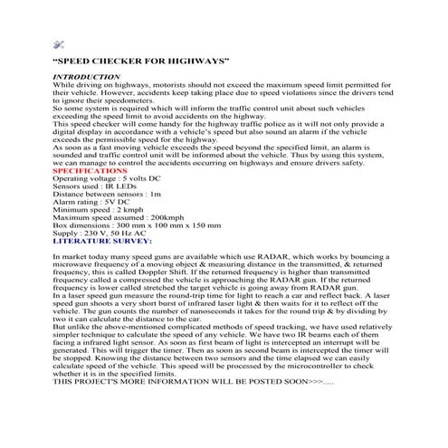 Speed checker for highways