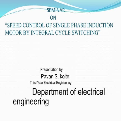 Speed control 1 phase i.m. motor by integral ckt