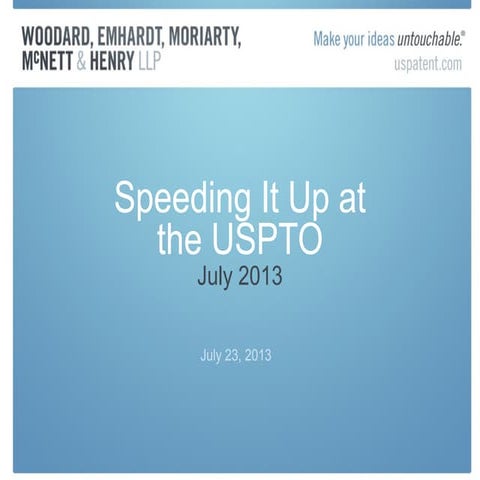 Speeding Up Patent Examination at the USPTO