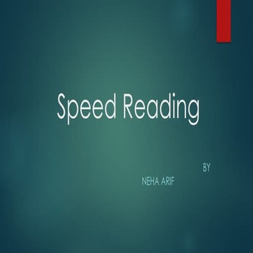 Speed Reading lecture that help students to learn English