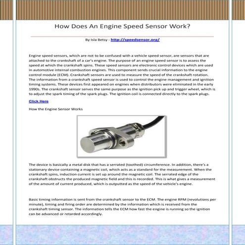 Speed sensor | PDF | Physics | Science