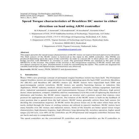 Speed torque characteristics of brushless dc motor in either direction on loa...