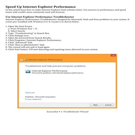 Speed Up Internet Explorer Performance