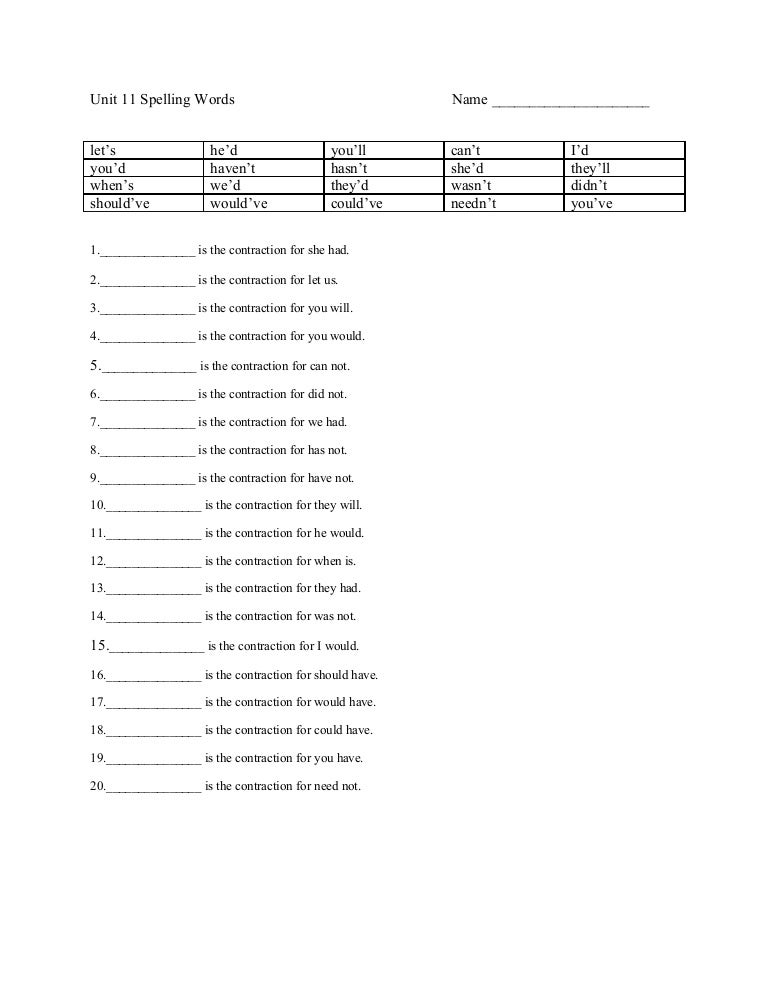 Spelling Activity List 3