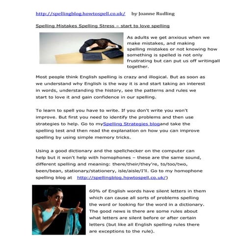 Spelling mistakes spelling stress – start to love spelling | DOCX