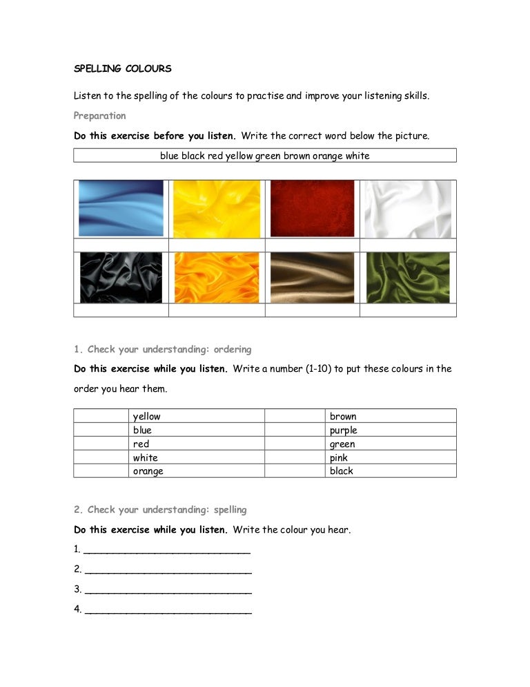 Spelling colours