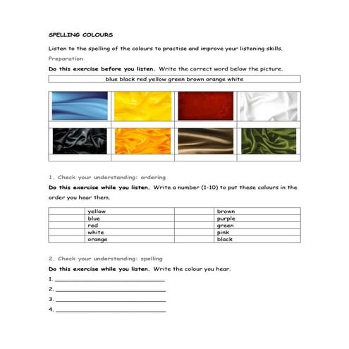 Spelling colours | DOC