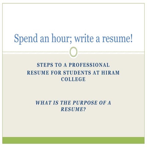 Spend an hour to write a resume 2014