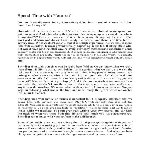 Spend time with yourself