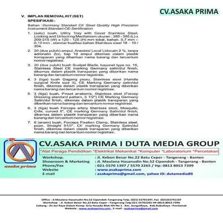 Spesifikasi implant removal kit  dak bkkbn  2015