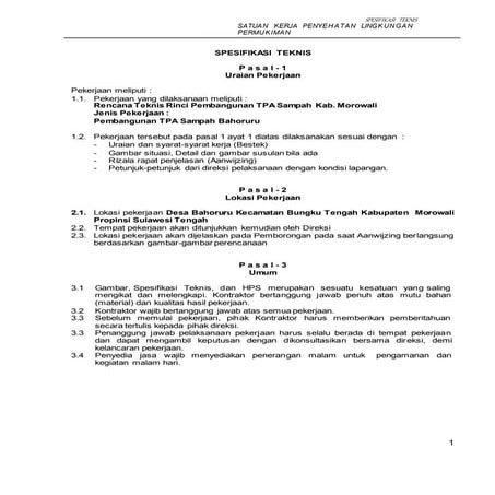 Spesifikasi Teknis | PDF