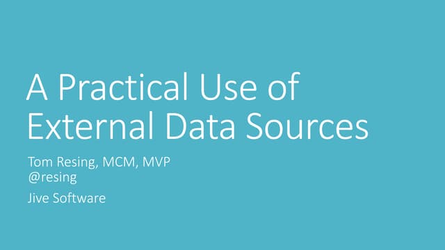 A Practical Use Of External Data Sources