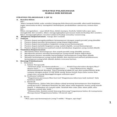 Strategi Pelaksanaan Jiwa - Harga Diri Rendah