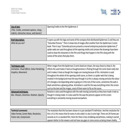 Spiderman 2 opening credits