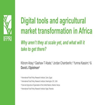Spielman et al, digital tools and agricultural markets in africa, ifpri 21