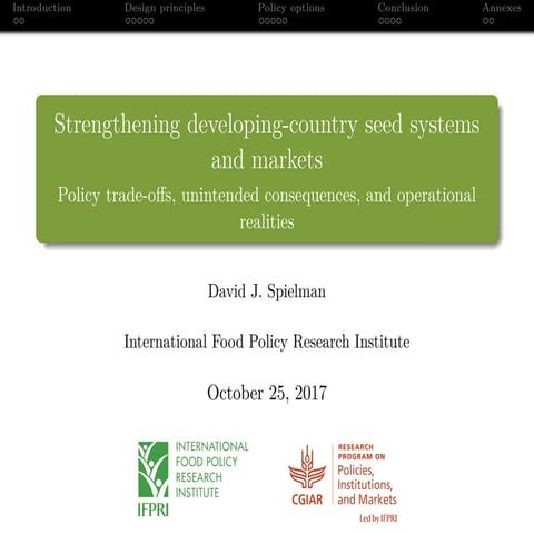 Strengthening developing-country seed systems and markets. Policy trade-offs,...