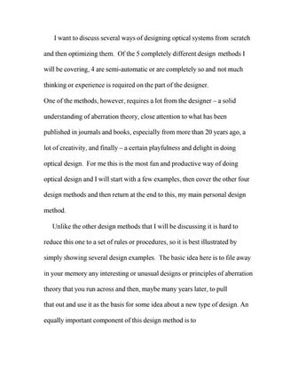 Five completely different methods of optical design