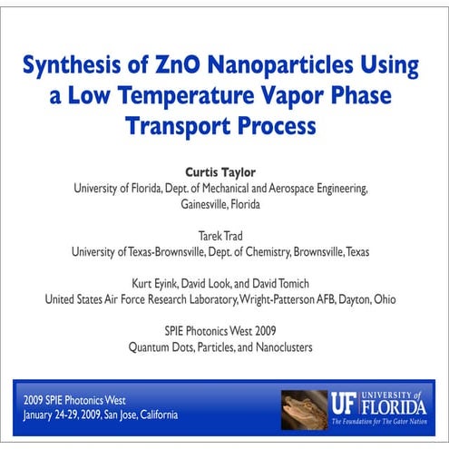 Low Temperature Synthesis of ZnO Nanoparticles