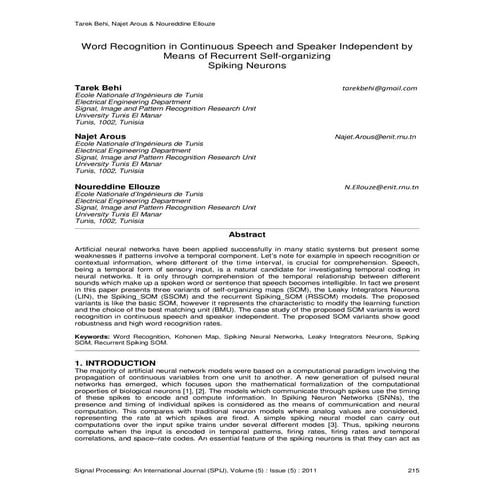 Word Recognition in Continuous Speech and Speaker Independent by Means of Rec...